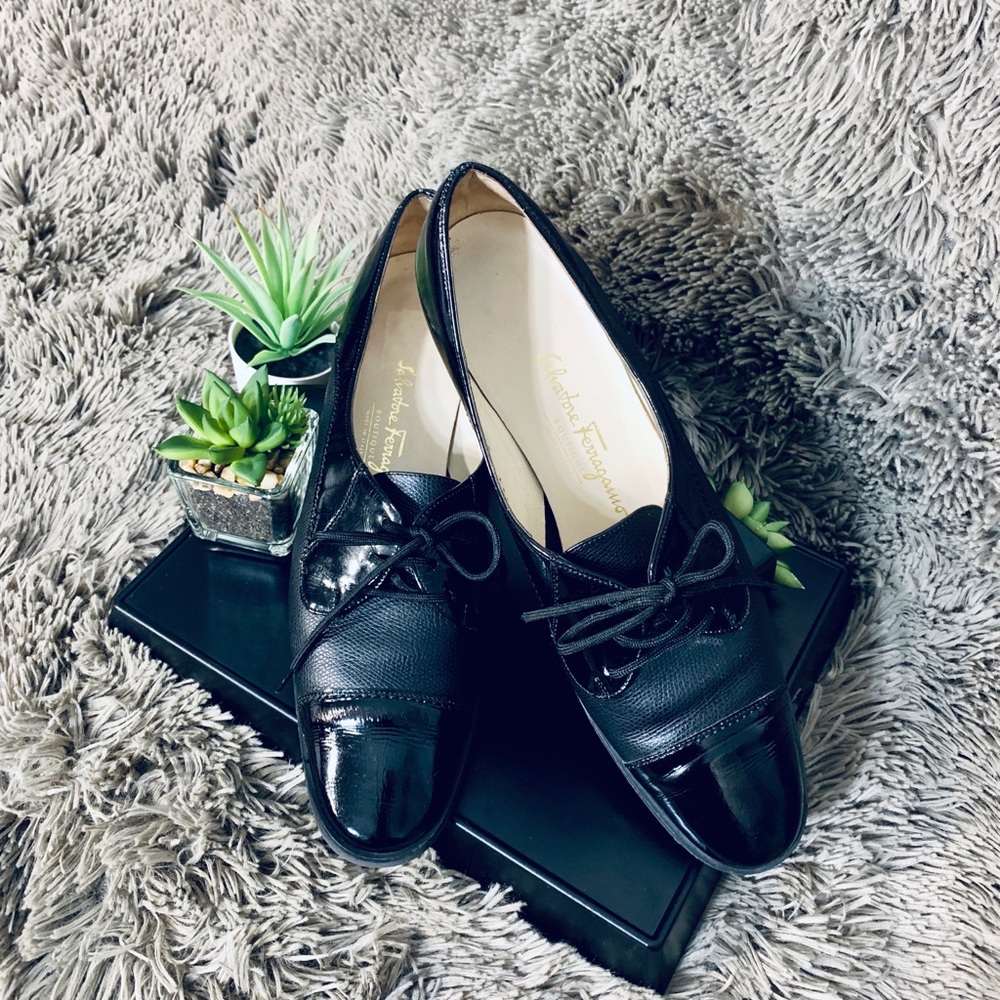 Salvatore Ferragamo Boutique Black Lace Up…
